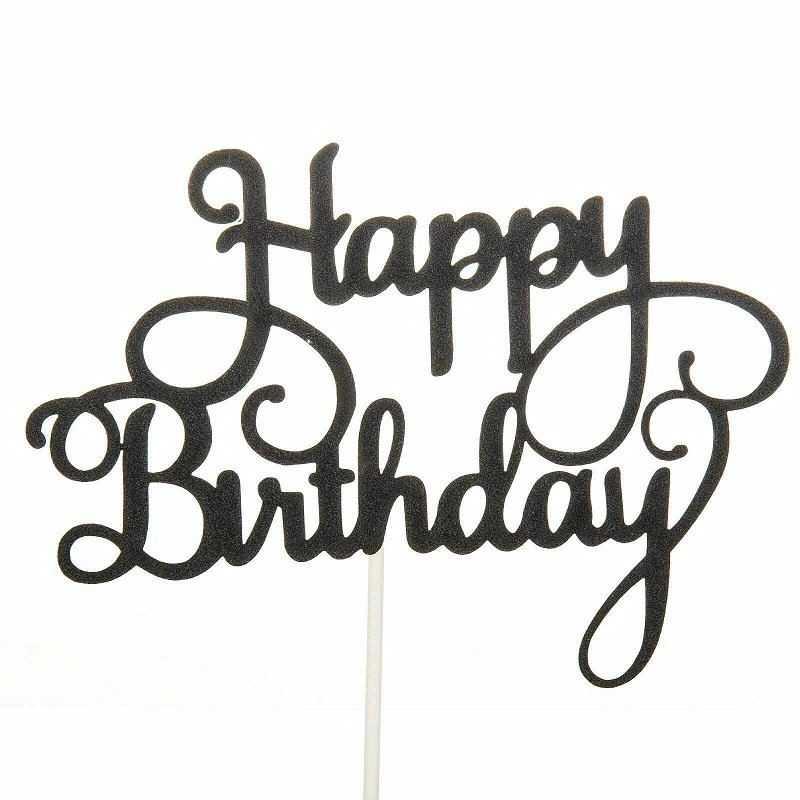 Happy Birthday Black Glitter Topper 