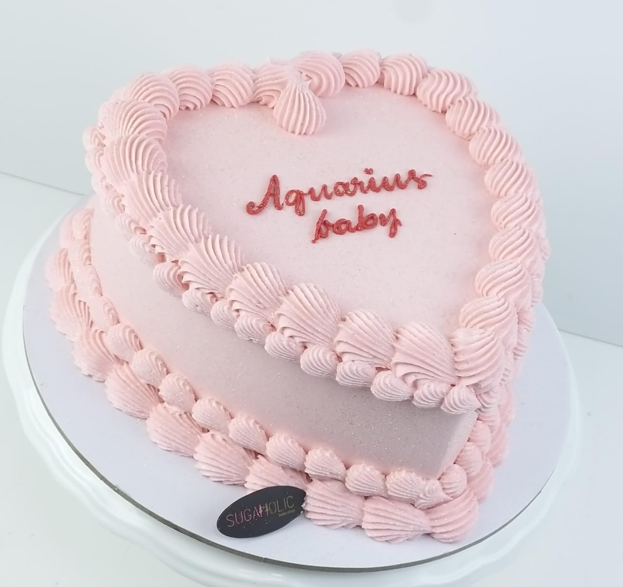 Vintage Heart Light Pink Buttercream Cake